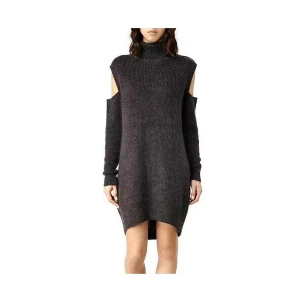 AllSaints Women's Cold Shoulder Turtleneck Sweater Dress 4 fitted designer